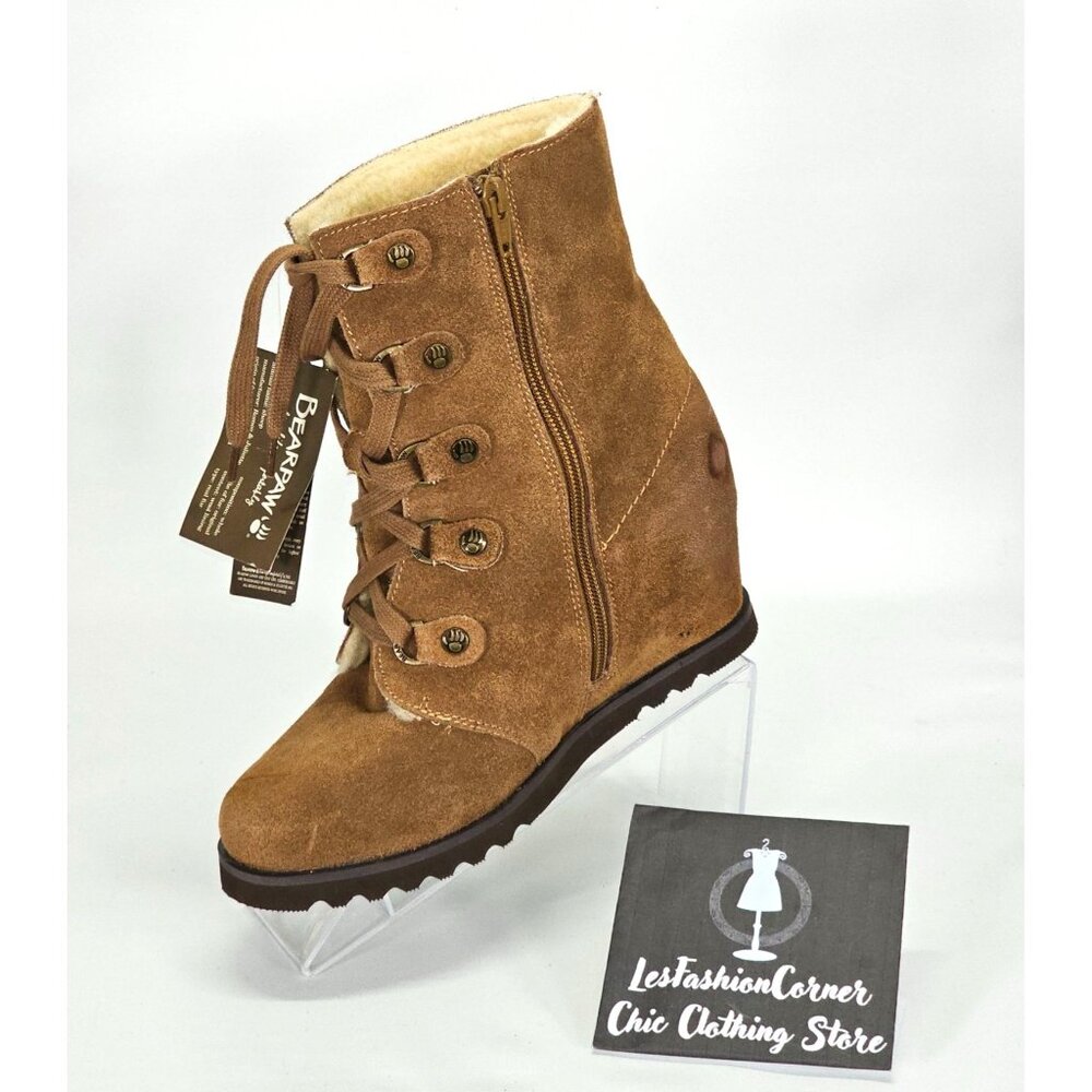 NWD Bearpaw Women's Brown Suede Bonnie Wedge Boot Zip Bootie Size 8 1809 - Picture 16 of 16